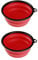 pet wiz Collapsible Travel Silicone Bowl - 350ml | Two Pack - Portable Food & Drink Bowl with Hook for Dogs & Cats (Red)