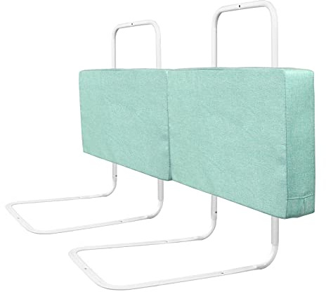YRHome 2er Bettgitter Bettschutzgitter für Kinder, 60cm 5-Loch Höhenverstellbar,Rausfallschutz,Absturzsicheres,Weiche Bettgitter mit Abnehmbarem und Waschbarem Reißverschluss,Grüner See