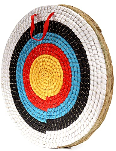 AUVIM Zielscheibe Bogenschießen Handgefertigtes Strohbogenziel für Recurvebogen Compoundbogen oder Langbogen 20Zoll Traditionelles Bogenpfeilziel für Kinder Jugend Erwachsene (White Black 3 Layers)