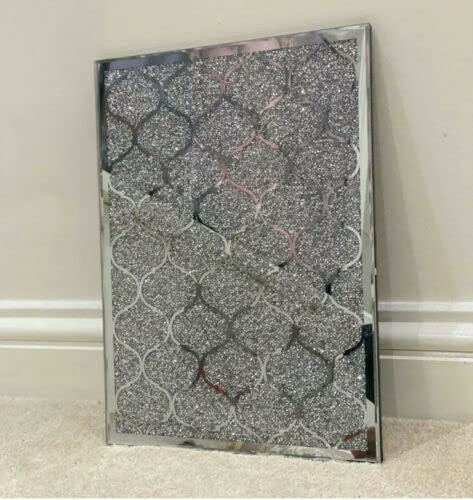Biznest Luxury Crushed Diamond Chopping Board Crystal Filled Silver Placemat Sparkly