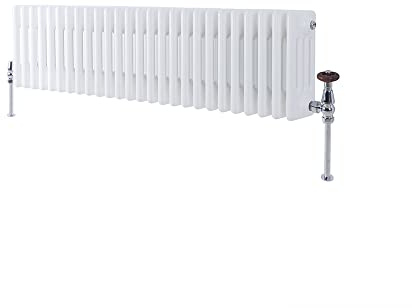 MILANO White Cast Iron Style Horizontal Four Column Radiator 300 x 1190mm