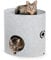 CanadianCat Company | Owen-Tower XL ca. 50cm | Etagen-Filzbett mit Kratzböden für Katzen Hellgrau - Katzenbett mit Zwei Wellpappen
