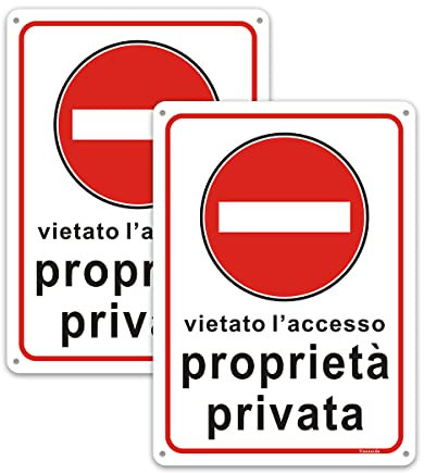 2pz Cartelli Proprieta Privata,Vietato L'Accesso Proprietà Privata Cartelli Alluminio 25x18cm Durevole Resistente Protezione UV Facile da installare