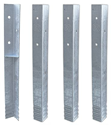 Wickey SolidLock Winkelanker aus feuerverzinktem Stahl für Spieltürme, Schaukeln, Stelzenhäuser - 4er-Set Anker inklusive Schrauben - Bodenanker, Erdanker 500x45x45 mm