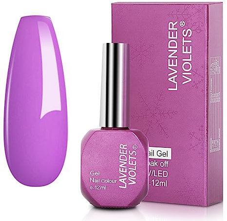 Lavender Violets 12ml Gel Nail Polish UV LED Soak Off Nail Lamp Curing Manicure Pedicure Larger Content Salon Quality Deep Lavender H436