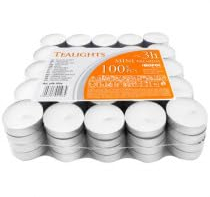 Velas Aromáticas Cera, Velas De Té, Pack Decoración Hogar, candle baratas para casa, pequeñas y redonda, de color blanco y duración de 3 y 4h. detalles comunión y bodas para invitados. 100 UD
