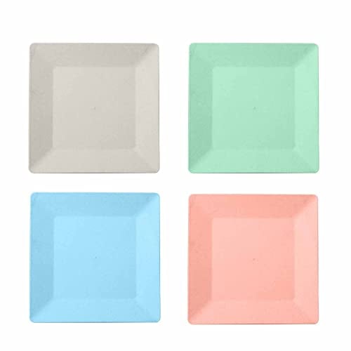 Mgiahekc Wheat Straw Dinnerware Sets for 4, Elevate Your Dining Experience with Our 26Cm Microwave-Safe Square Plate in A Minimalist Style,4pcs