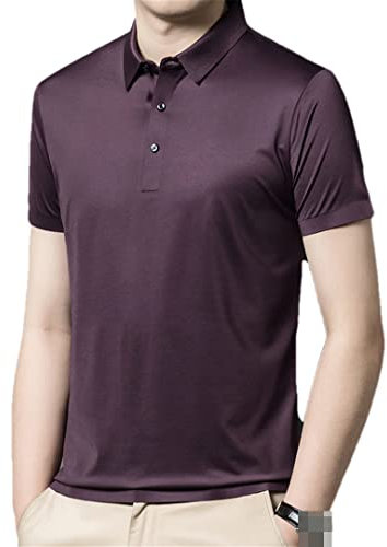 Polo de manga corta para hombre, color liso, para golf, para hombre, fucsia, L