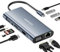 Wowssyo 11-en-1 Docking Station USB C Hub, Adaptador USB C HDTV 4K, VGA, 3xUSB 3.0, USB C, SD/TF Card Reader, Gigabit Ethernet, PD 100W, 3.5mm Audio para MacBook Pro/Air & Laptop Windows XPS