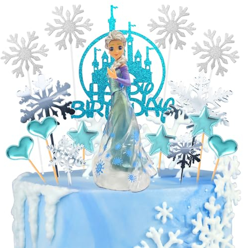 Frozen Tortendeko, Frozen Figuren, 26 Pcs Elsa Tortendeko EisköNigin Tortendeko Elsa Kuchen Deko Figures,PQKL-party Elsa Figur Frozen Cake Decoration Cake Topper Anna und Elsa Tortendeko for Mädchen