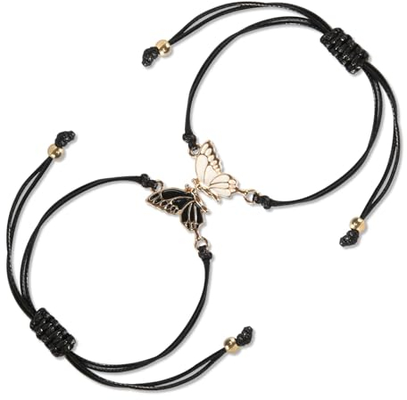 Ruzister® 2 Stück Freundschaftsarmband mit Schmetterling Armband, Langstrecken Versprechen Matching Armbande für Damen Herren Freunde, Damen Beste Freundin Armband