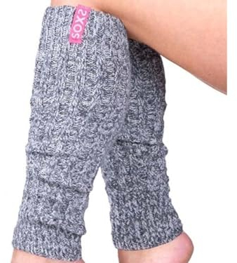 LK Trend & Style STULPEN - SOXS Damenstulpen mit farbigem Label Beinwärmer one Size (Hellgrau mit Label Farbe Bubblegum)