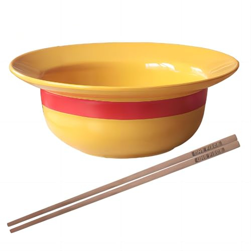 Luffy Anime Strohhut Schüssel mit Essstäbchen, Straw Hat Keramik Witzige, Ramen Suppenschüssel Set