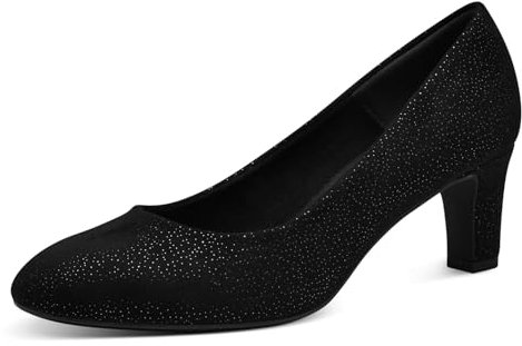 Tamaris Damen Pumps Textil Blockabsatz Vegan; Black Structure, EU 38
