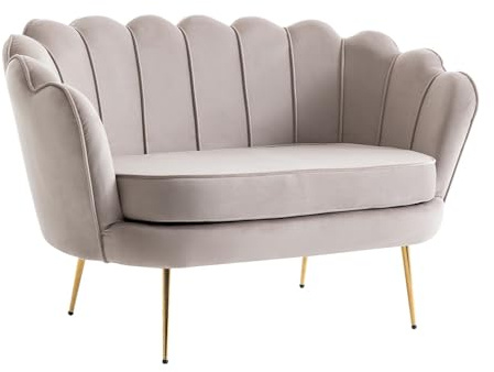 Muschelsofa 2-Sitzer - Samt - Graubraun - DANDELION von Pascal Morabito