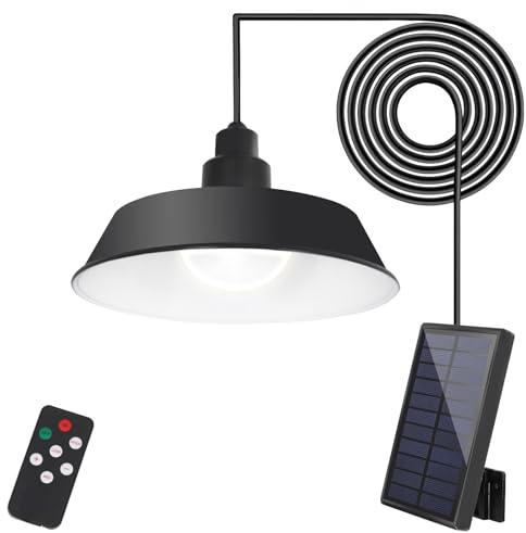 SALCAR Lampes solaires à suspendre pour l'extérieur et l'intérieur - 1800 mAh - Avec câble de 5 m et télécommande - Éclairage extérieur - Suspension de garage - 6500 K - Blanc
