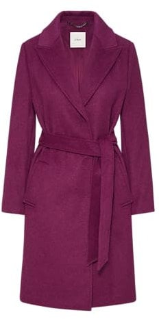 s.Oliver BLACK LABEL Mantel aus Wollmix mit Druckknöpfen und Bindegürtel Fuchsia 46