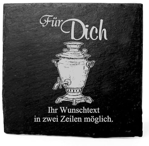 Deko Schiefer Untersetzer personalisiert Samowar - Für Dich - 11x11cm Schwarz Bierdeckel Tischdeko Bieruntersetzer Weinuntersetzer