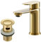 Bathroom Sink Taps with Drain, BATHWEST Basin Taps with Pop Up Waste, Modern Monobloc Single Lever Brass Bathroom Taps Mixer with Sink Plug 072GO (Gold)