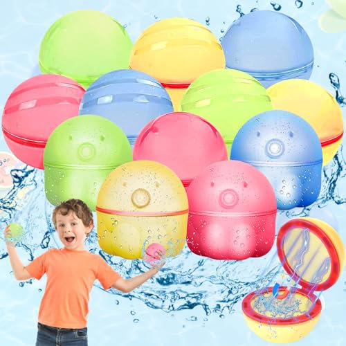 12 Stück Wasserbomben Selbstschließend, wasserbomben magnetisch, Wasserbomben Wiederverwendbar Magnetisch, Wasserspielzeug für Kinder, Erwachsene, Strand, Poolparty