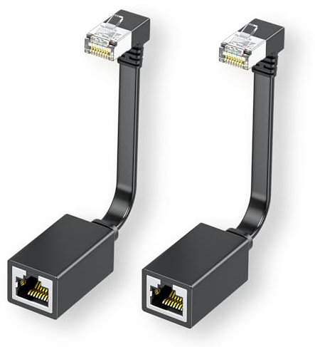 Cat7-Ethernet-Verlängerungskabel, rechtwinklig, flach, 1,5 m, rechtwinklig, 90 Grad, LAN-Verlängerungskabel, Netzwerk-Patchkabel, Stecker auf Buchse, für Router, Modem, Smart-TV, PC, Computer, Laptop
