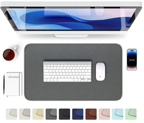 GOMIN Schreibtischunterlage 60x35cm - PU Leder Mauspad Wasserfest & Rutschfest - Laptop Tischunterlage Groß - Leicht zu reinigende Schreibunterlage - Mousepad XXL für Büro und Home-Office - Dunkelgrün