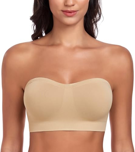 DotVol Sujetador sin Tirantes ni Aros con Silicona Antislip Beige，XL