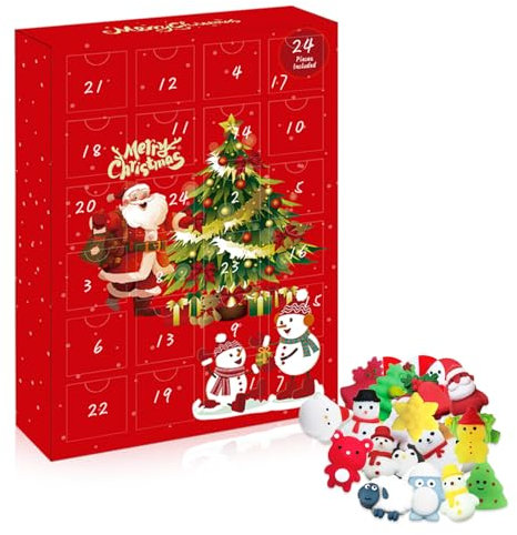 24Stk Fidget Toys Squishies,Mochi Squishy Weihnachten Adventskalender 2024,Quetsch Spielzeug,Weihnachts Squishies für Weihnachtsfeier, Kinder Mädchen Jungen,Geburtstagsgeschenk für Frauen