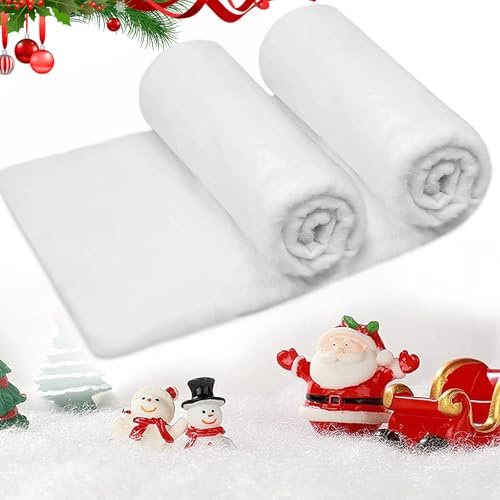 HXUING 2 Rotolo di Neve Artificiale 150 * 40 cm, Neve Finta Natalizia Tappeto di Neve Finta Coperta di Neve Natale, Adatto per Decorazione Invernale di Un Villaggio Natalizio