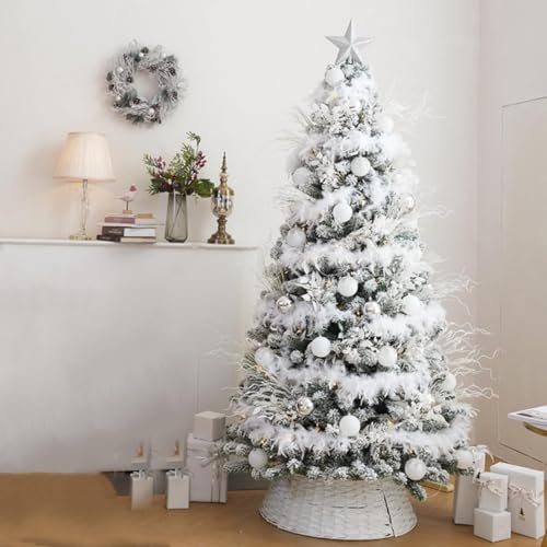 6PCS 2M Christmas Tree White Feather Garland Fluffy Boa, Strips White Feather Boa's for Xmas Tree Decoration Outdoor or Indoor, Wedding And Party Store White Feather Boas for Christmas Trees