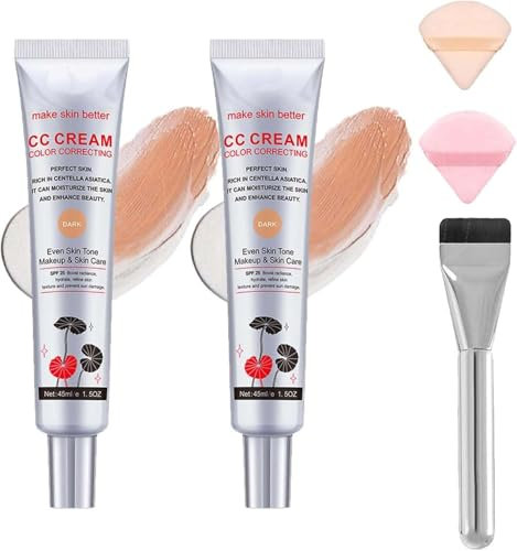 Caiucoco Cc Cream, Tsunamyst Cc Cream, Cc Cream Korean, Korean Color Changing Cc Cream, Cc Cream Color Correcting, Color Correcting Cream, Color Correcting Cc Cream with Spf 25 (Dark 2Pcs)