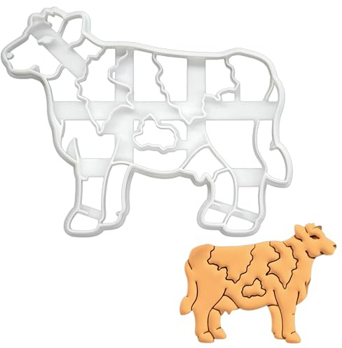 BAKERLOGY Milchkuh Körper Ausstechform - Nutztier Ausstecher, Kuh Plätzchenausstecher, Vieh Keksausstecher, Ideal für Fondant, Keksteig, Ton