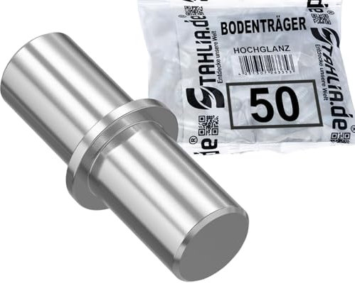 Stahlia Bodenträger 5mm x 16mm für Bohrung 5mm| 50 Stück aus verzinktem Stahl| Einlegeboden Halter Fachbodenträger Regalstifte Regalbodenhalter Regalbretthalter mit Haltering für Regalböden, Holzböden