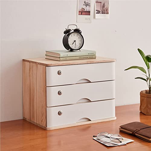 Schreibtisch-Aktenschrank aus Holz mit Schloss und Schubladen, 4 Ebenen, Büroschrank für Zubehör und Dokumente
