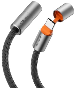 Hagibis USB C Cable with Protective Cap, 240W Fast Charging Cable with 480Mbps Data Transfer, Type C PD 3.1 Fast Charger for iPhone 15 16 17 Pro Max, iPad, MacBook Pro Air (Black Orange, 0.8ft)