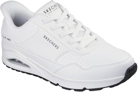 Skechers Herren Uno Banksia Luxe Turnschuhe, White Duraleather / Mesh, 39.5 EU