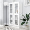 Homgoday Vitrina de Cristal, Vitrina de Salón Aparador,Aparador Cocina, Oficina Archivadorcon stantes 2 Puertas de Vidrio Blanco