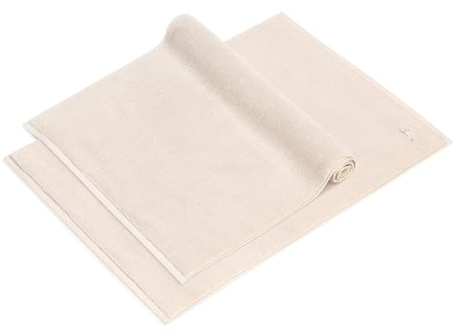 herzbach home Premium Badvorleger PURA | 50 x 70 cm 2er Set | 100% Baumwolle | Badteppich Doppelpack | Farbe: Creme