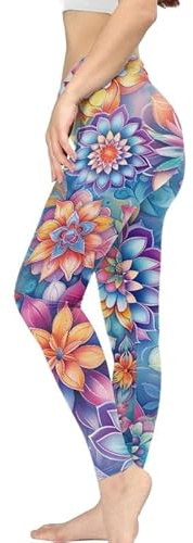 Kuiaobaty Yoga-Leggings mit hoher Taille für Damen, Blumen, Workout, Fitnessstudio, dehnbare Hose, Bauchkontrolle