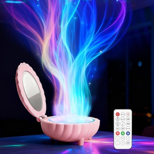 HNCY Veilleuse en forme de coquillage-Motif plage-Projecteur d'ondes océaniques-Veilleuse-Haut-parleur Bluetooth intégré-Télécommande-Sons blancs-Pour la décoration de la maison,la détente (Rose)
