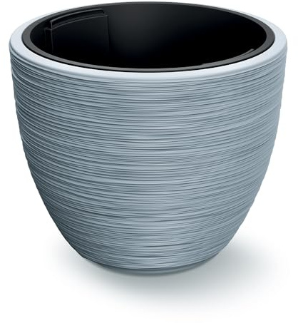 Tymar Blumentopf mit Einsatz, Blumenkübel aus Kunststoff, Übertopf, Pflanzkübel Gross (DBFU Grau,ø 40 cm)