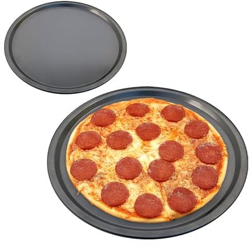 BARGAINS-GALORE Non Stick 32Cm Pizza Pan Baking Tray - Roasting Kitchen Tin | Oven, Carbon Steel, Strong & Durable, Household Kitchenware, Bakeware, Dough, Bread