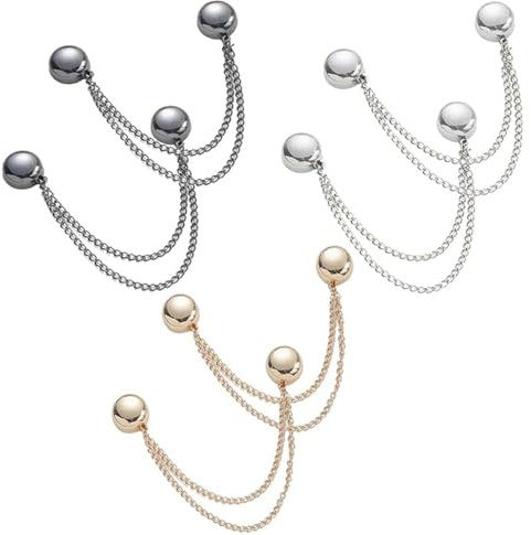 6 Stück Magnetische Kleidungsklammern für Damen Multifunktionale Kleiderclips mit Kette |Fixiert Hosenbeine,Schals & dünne Stoffe Magnetverschluss ohne Nadeln Hosensaum-Clip für Hemden