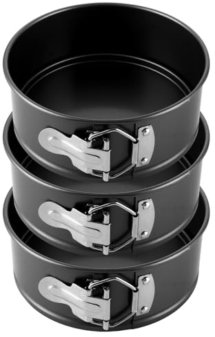 LOPYXBR 3 Stück Springform 16CM Rund, Backform 16 cm Rund Kuchenform Klein mit Antihaftbeschichtung, Springform mit Flachboden aus Kohlenstoffstahl für Muffins, Torten, Desserts Herstellen