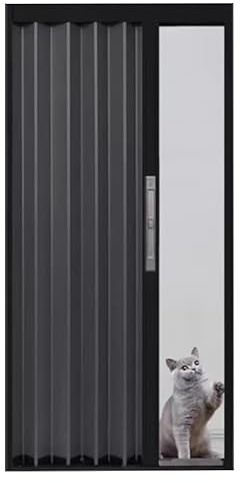 Porta a tenda Porta pieghevole, Porta divisoria pieghevole a soffietto in alluminio con serratura multicolore, diverse misure(Grey,80x200cm)