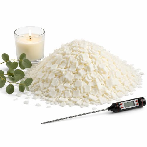 TIVERO Premium Sojawachs 1 kg – Kerzenwachs zum Gießen & Kerzen Selber Machen inkl. Thermometer
