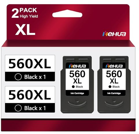 PG-560 Schwarz Kompatible für Canon 560 Black Druckerpatronen 560 Schwarz | Kompatible für Canon 560 für Canon Pixma Ts5350i Serie für Canon Pixma TS5350 TS5351 TS5352 TS5353 TS7451 TS7450 (2 Schwarz