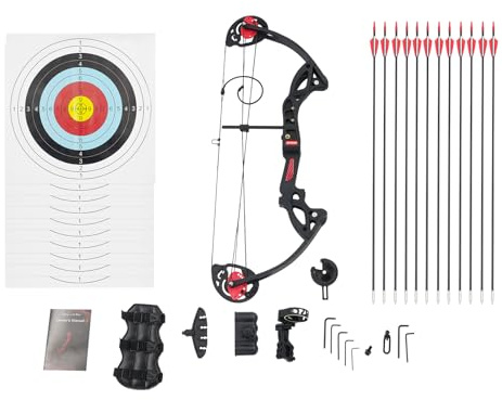 DSYOGX Juego de arco compuesto y flecha, 16-29 libras, peso ajustable para juventud, arco, con una visera de un pin con libélula y una almohadilla de flecha, para adolescentes y niños