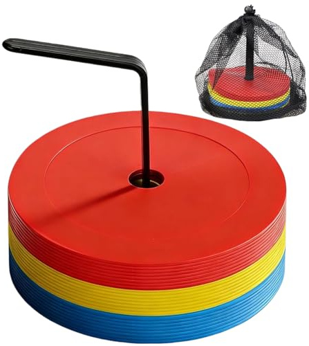 FARYODI Set di 24 dischi per marcatura, 15 cm, con portapenne, rotondi, piatti, pieghevoli, per allenamento, calcio, campi sportivi