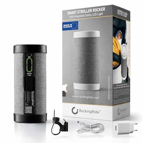 Il tuo bambino dorme più velocemente – Dondolatore Passeggino Automatico per Neonati, Movimento Naturale, 30 Ore Batteria, USB-C, Luce LED Sicurezza, Universale – RockingRide PRO (Nero)